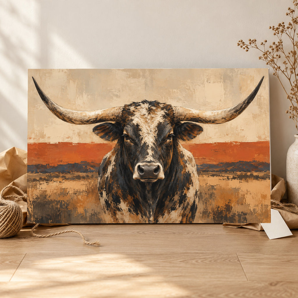 Longhorn Horizon - Longhorn Portrait Wall Art, Canvas or Poster - 06-gift