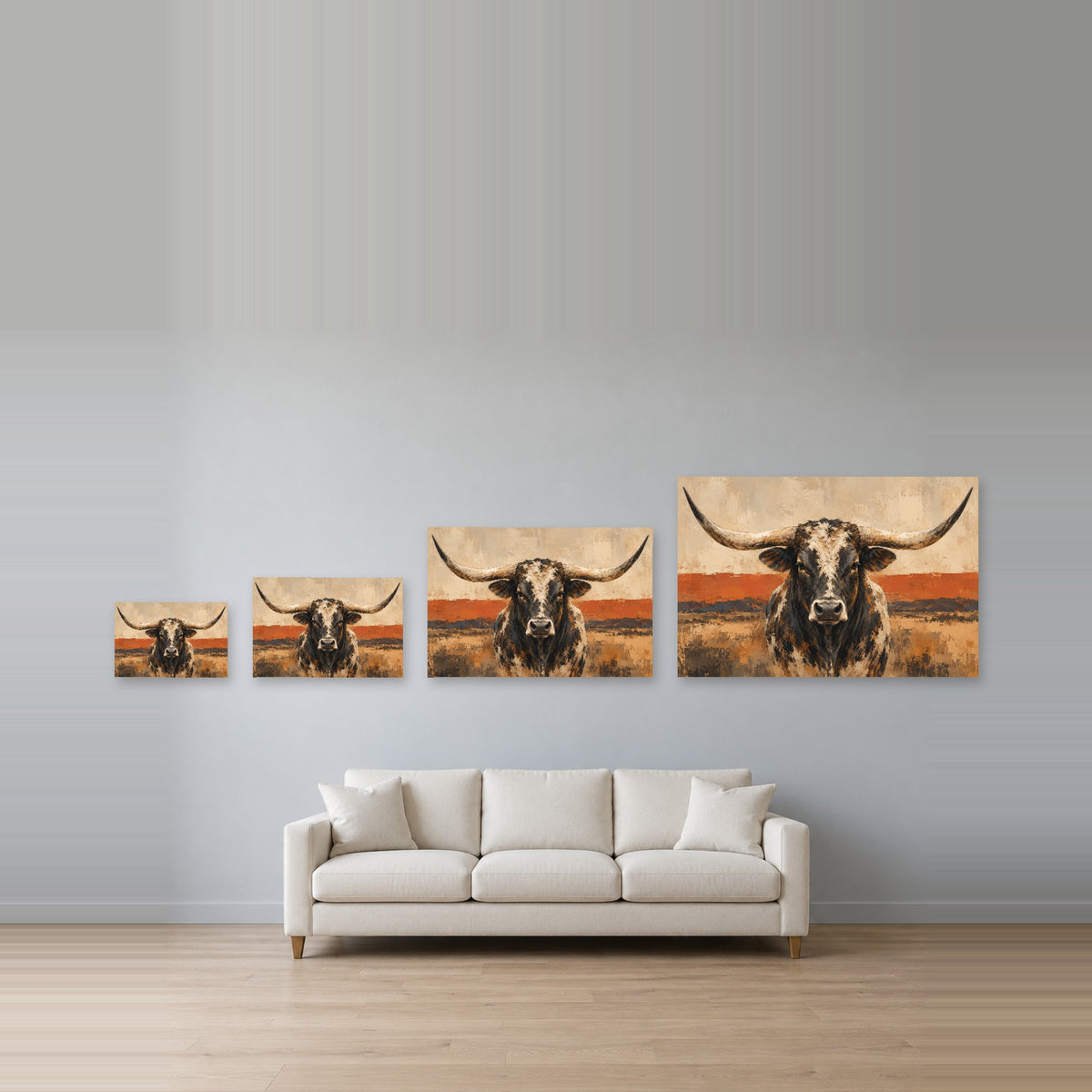 Longhorn Horizon - Longhorn Portrait Wall Art, Canvas or Poster - 08-size-guide