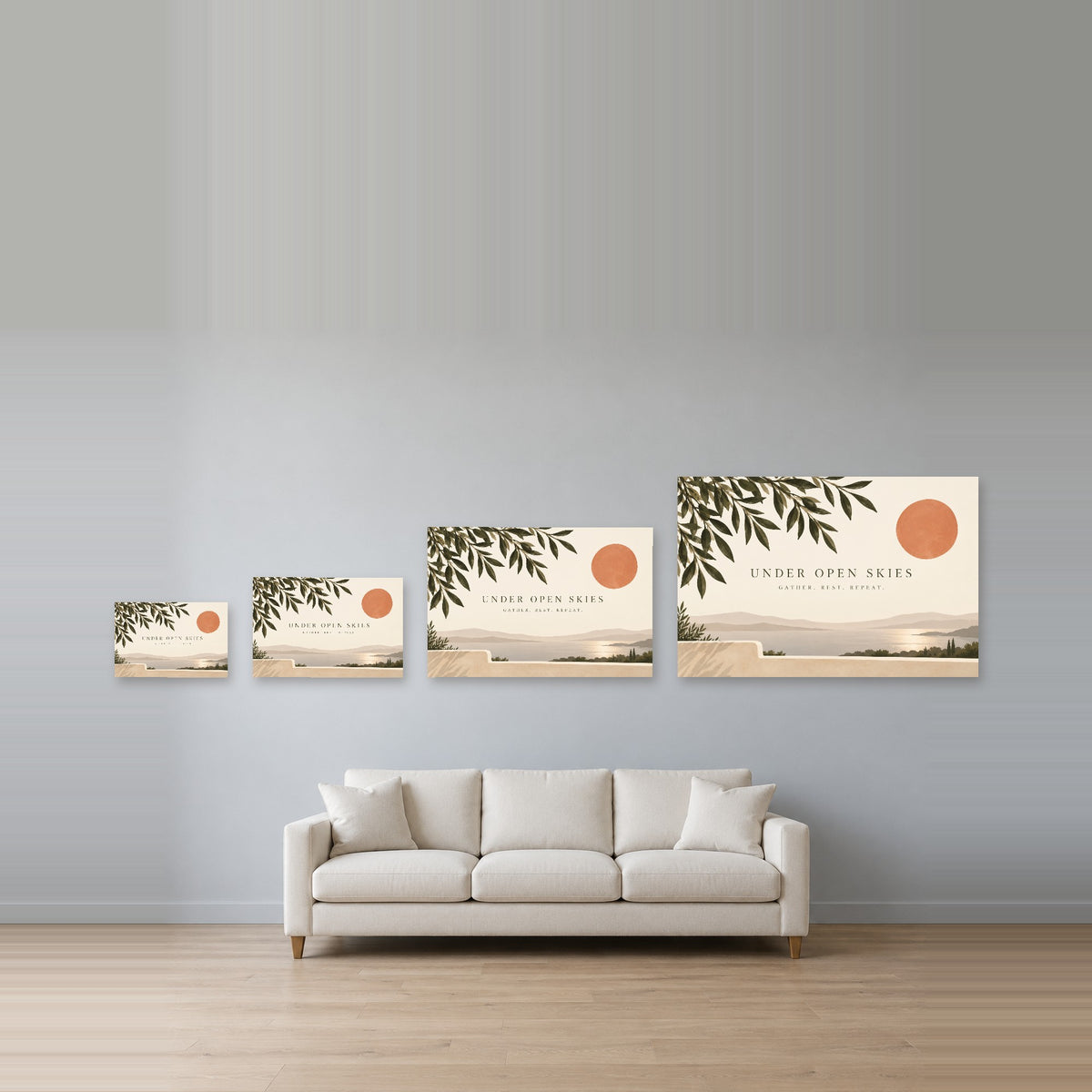 Under Open Skies - Outdoor Botanical Wall Art, Canvas or Poster - 08-size-guide