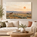 Wild Meadow Horses - Horses at Sunset Wall Art, Canvas or Poster - 01-hero