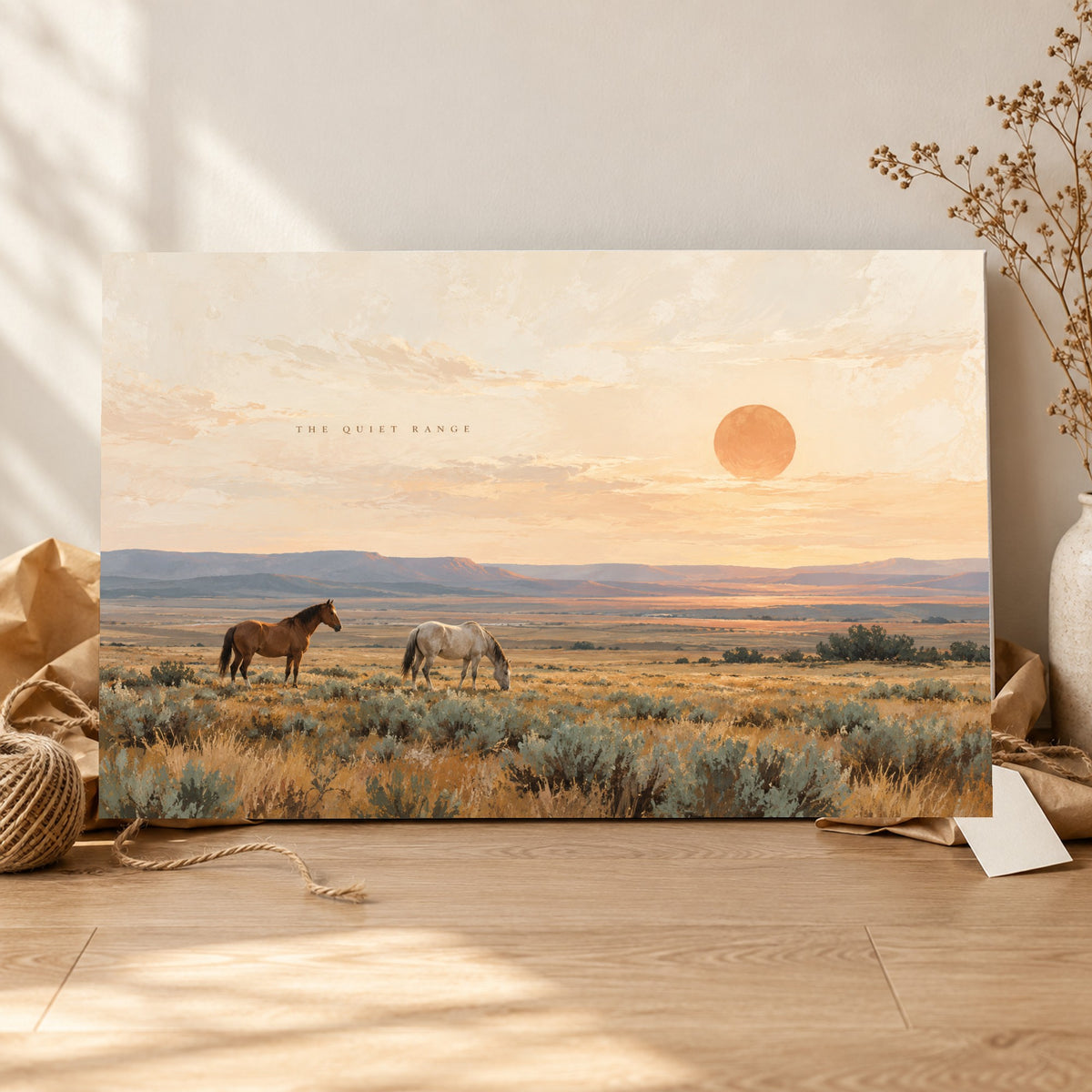 Wild Meadow Horses - Horses at Sunset Wall Art, Canvas or Poster - 06-gift