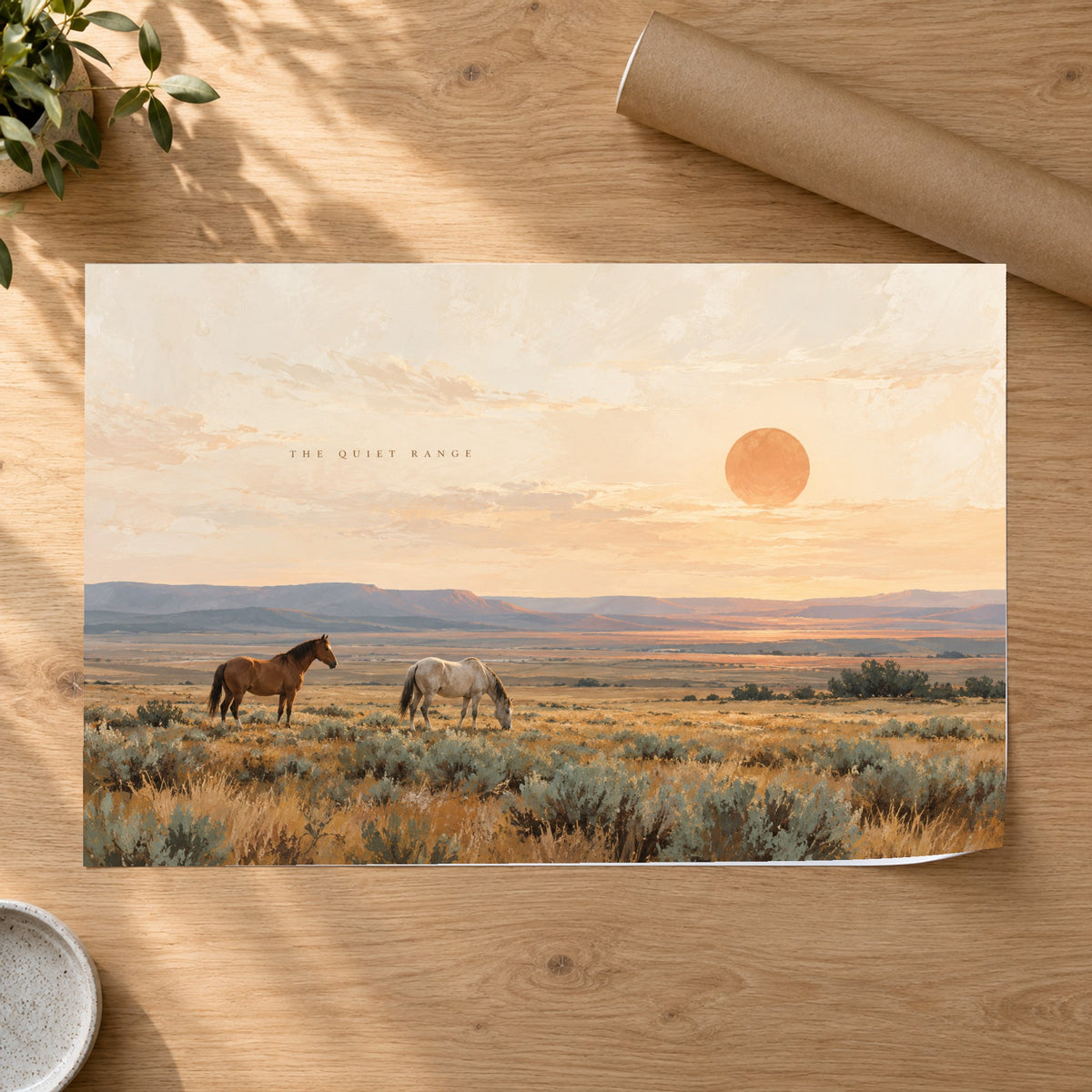 Wild Meadow Horses - Horses at Sunset Wall Art, Canvas or Poster - 07-poster