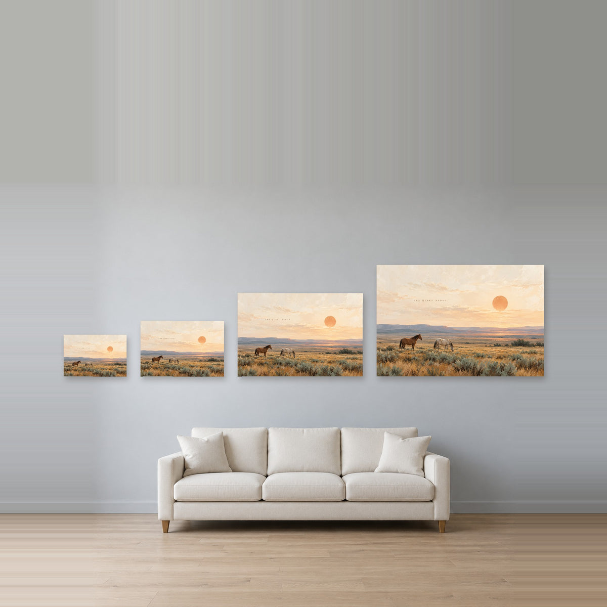Wild Meadow Horses - Horses at Sunset Wall Art, Canvas or Poster - 08-size-guide