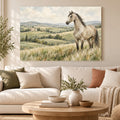 Pasture & Light - White Horse Meadow Wall Art, Canvas or Poster - 01-hero