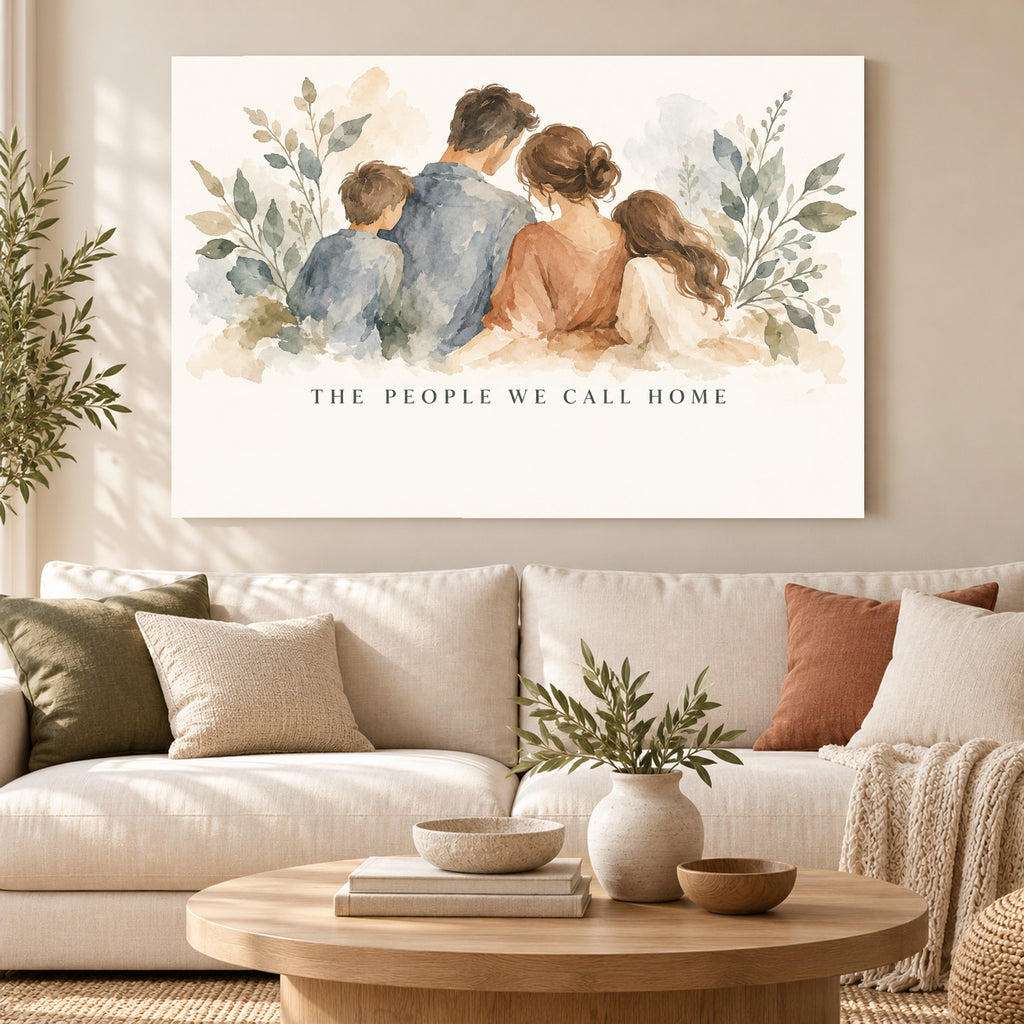 Family in Bloom - Watercolor Family Wall Art, Canvas or Poster - 01-hero
