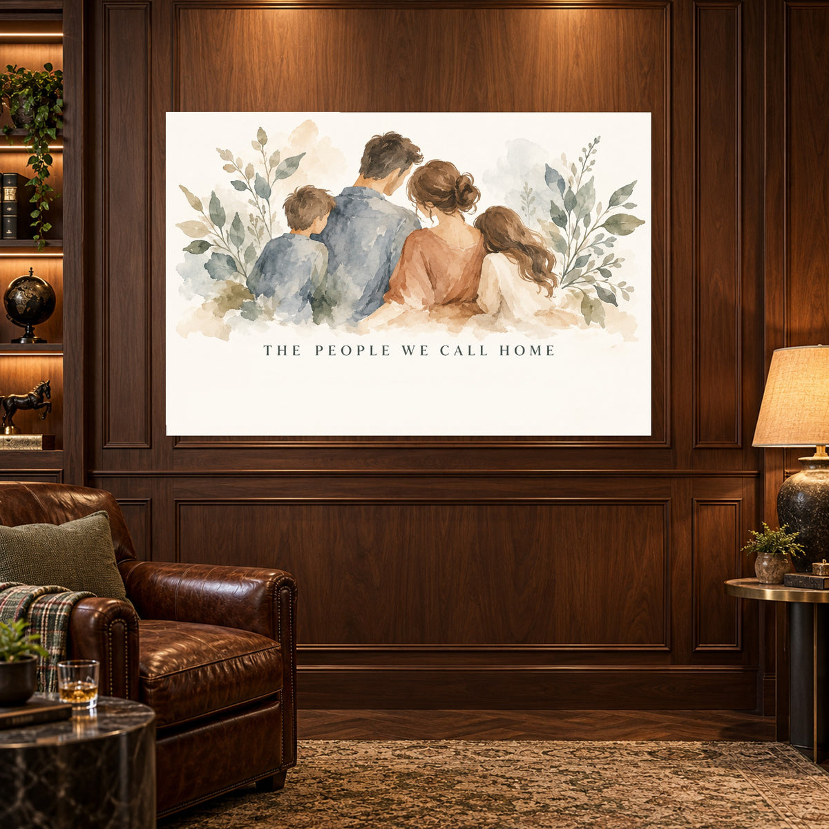 Family in Bloom - Watercolor Family Wall Art, Canvas or Poster - 03-man-cave