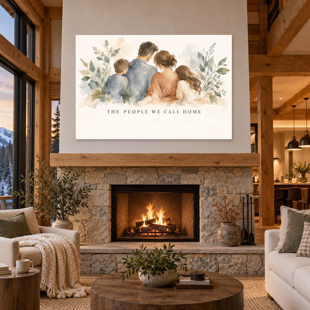 Family in Bloom - Watercolor Family Wall Art, Canvas or Poster - 04-cabin