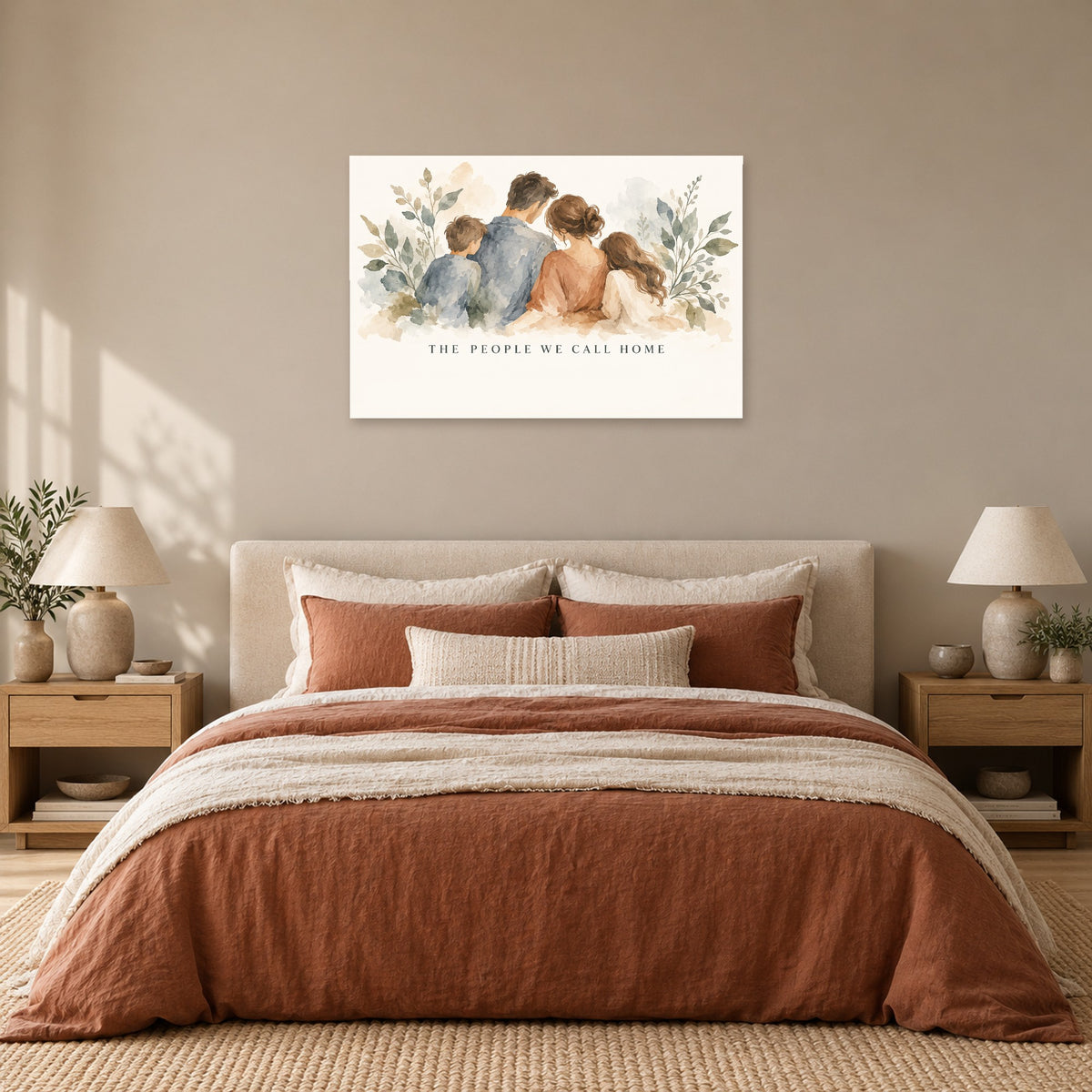 Family in Bloom - Watercolor Family Wall Art, Canvas or Poster - 05-bedroom