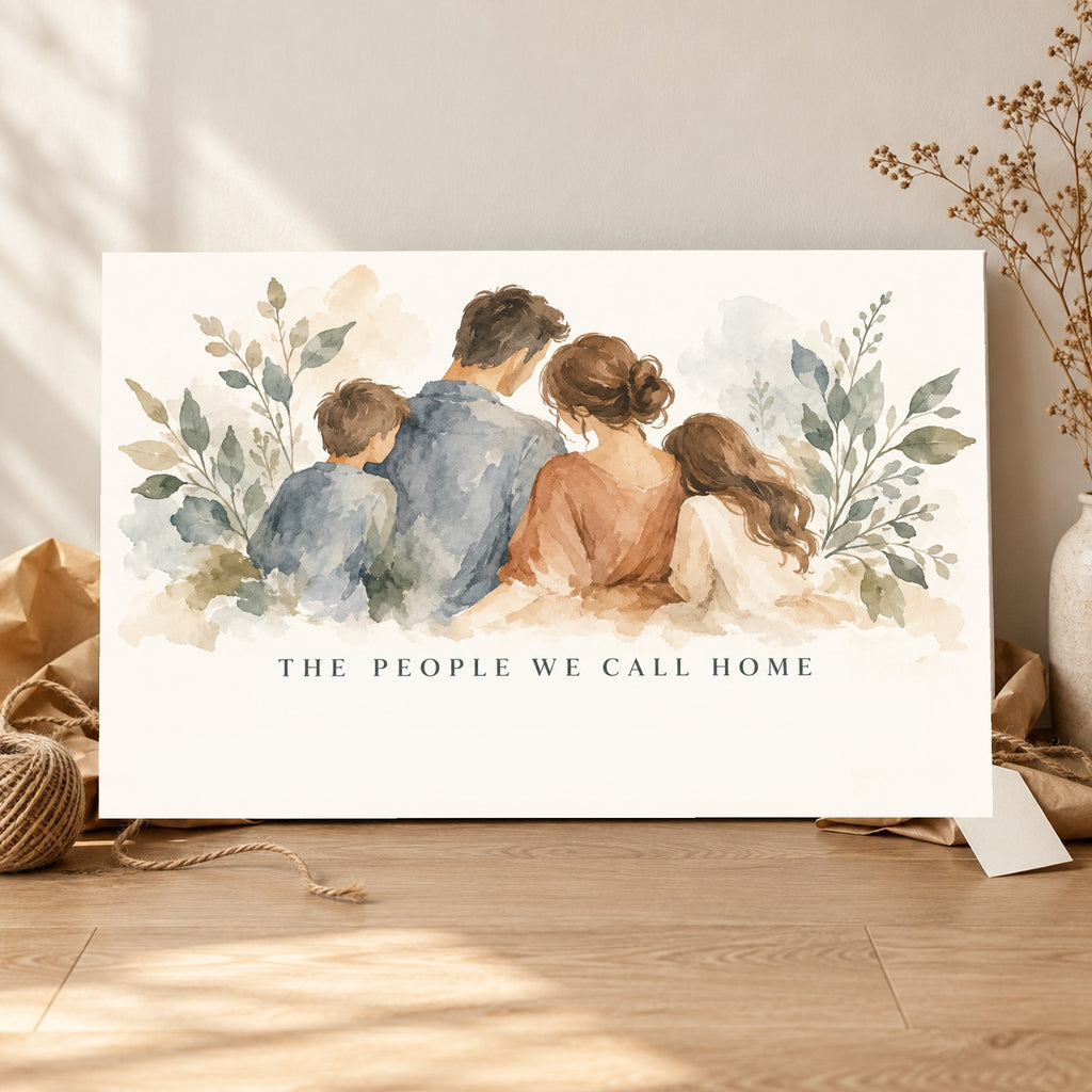 Family in Bloom - Watercolor Family Wall Art, Canvas or Poster - 06-gift