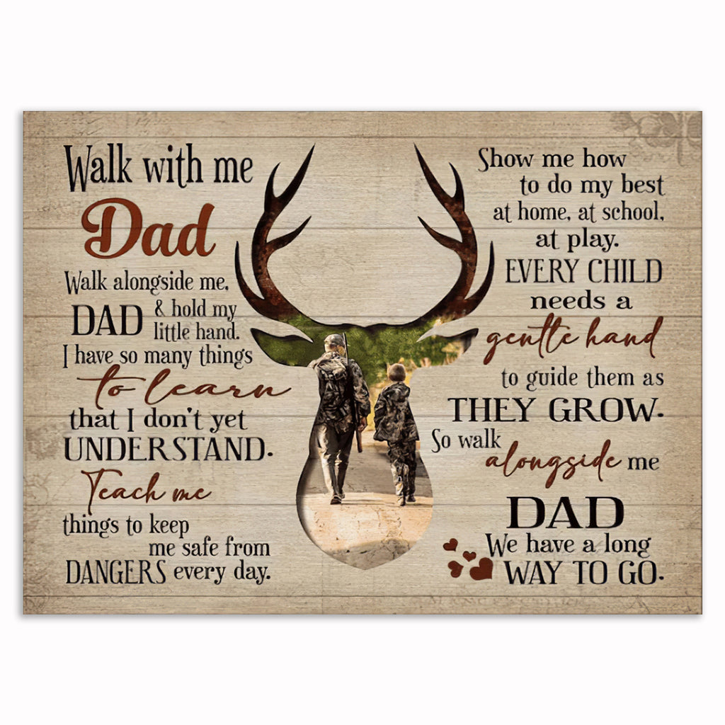 Walk Alongside Me Daddy Canvas – Deer Father's Day Wall Art