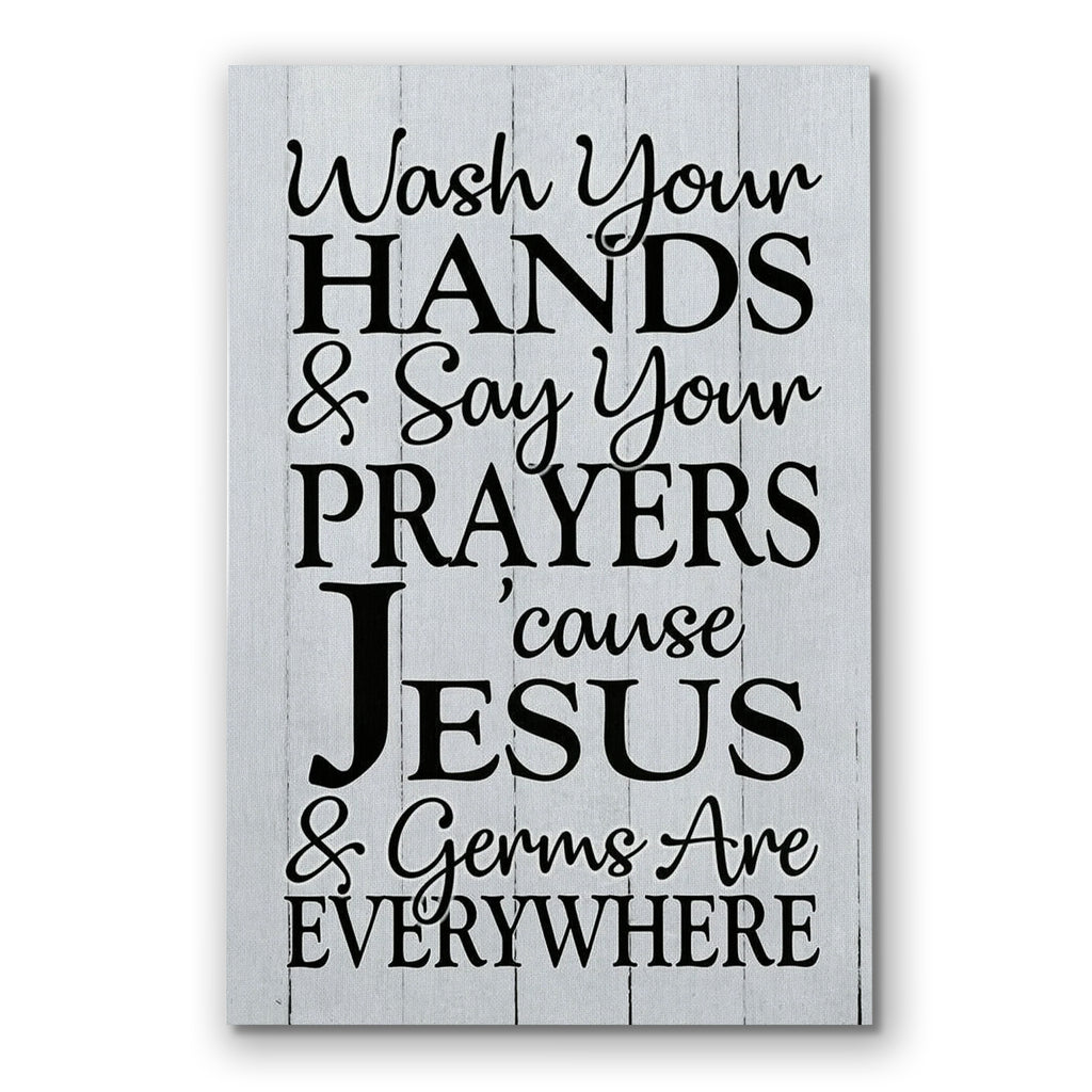 Wash Your Hands Say Your Prayers Canvas – Christian Bathroom Wall Art