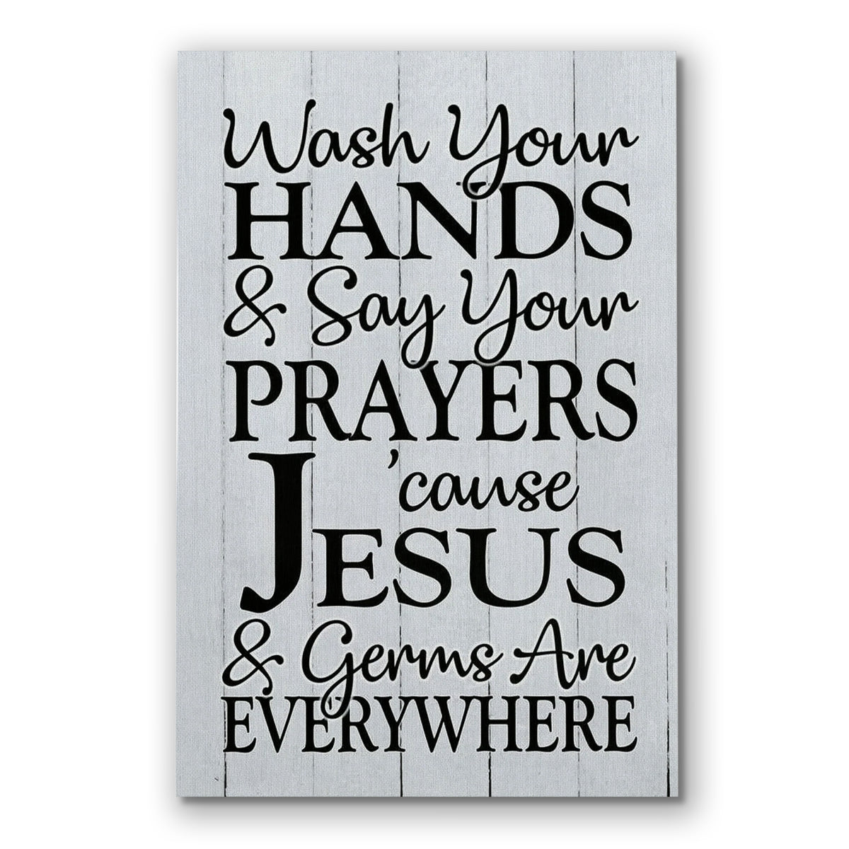 Wash Your Hands Say Your Prayers Canvas – Christian Bathroom Wall Art