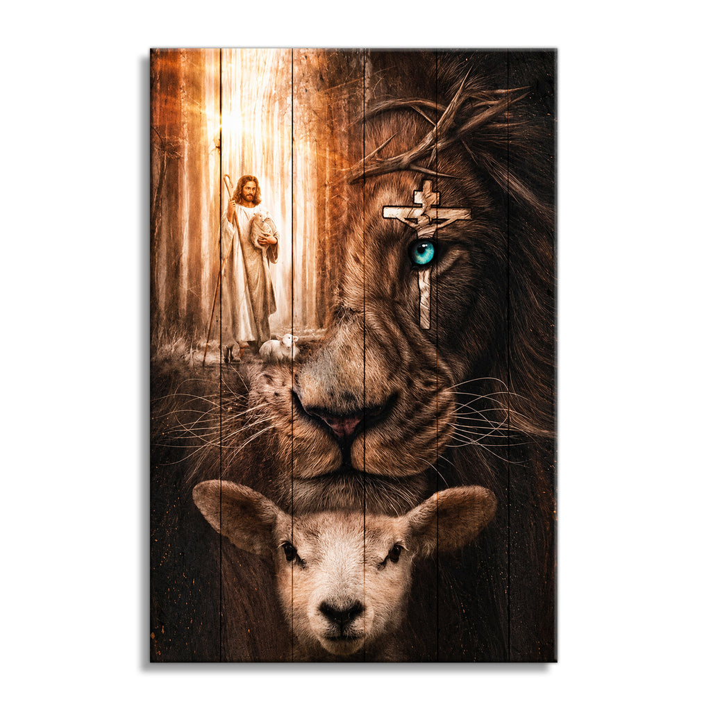Where God Guides He Provides Lion And Lamb Canvas – Christian Wall Art