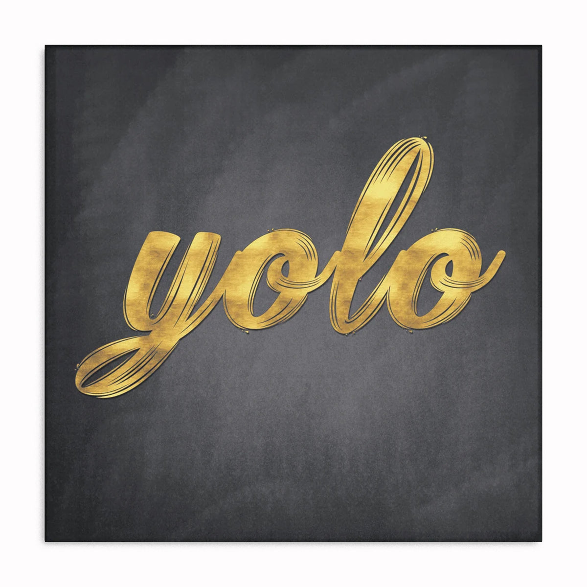 YOLO Gold Typography Canvas – Modern Black And Gold Wall Art